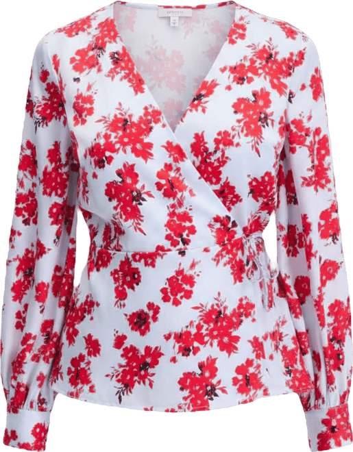 Women's Long Sleeve Printed Wrap Blouse, Macy's Exclusive