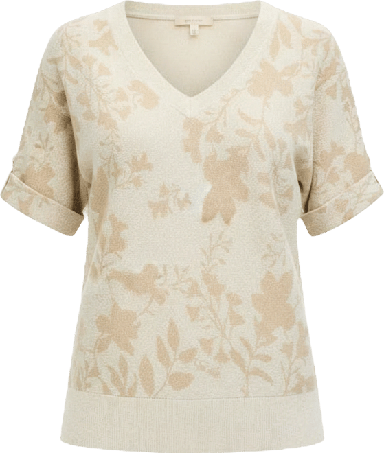 Women's Printed Metallic Roll-Cuff Sweater, Macy's Exclusive