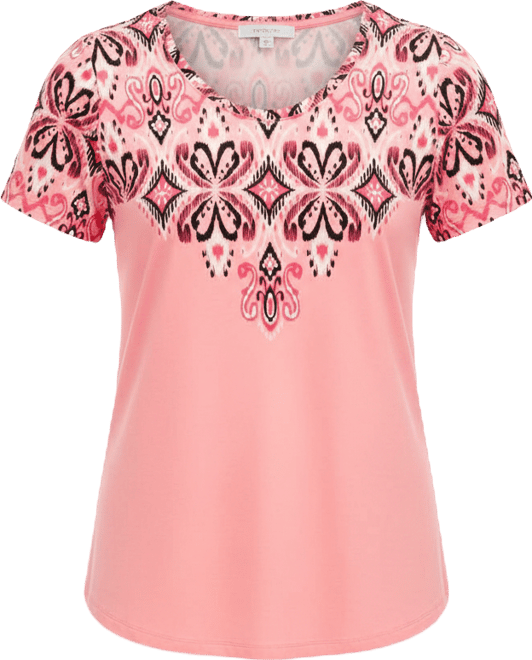 Women's Printed Scoop-Neck Short Sleeve Top, Macy's Exclusive