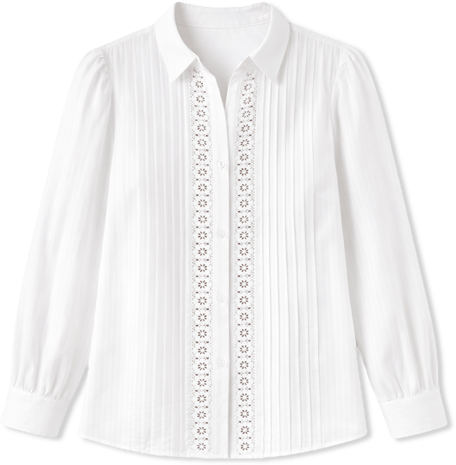 Women's Cotton Pleated Lace-Trim Blouse, Macy's Exclusive