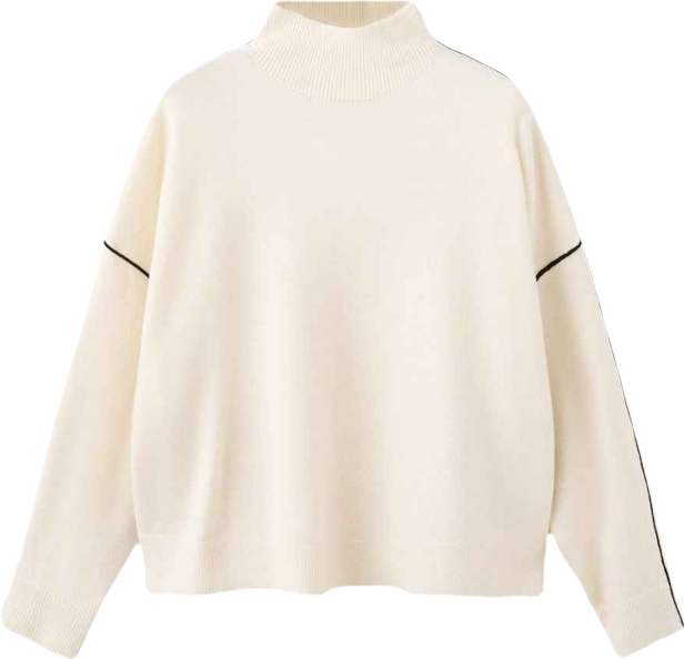 Women's Contrasting Stripes And Perkins Collar Sweater