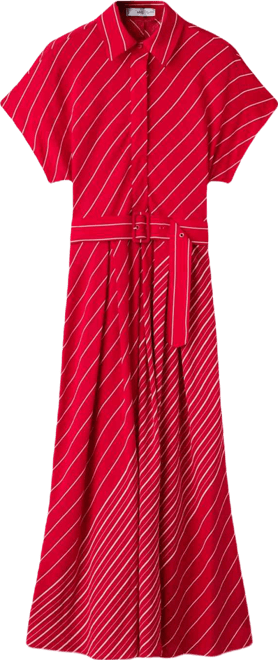 Women's Belted Striped Shirt Dress