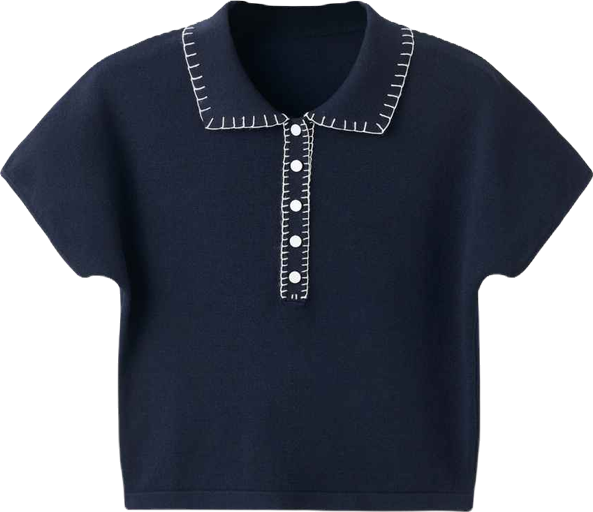 Women's Stitching Detail Polo Neck Sweater