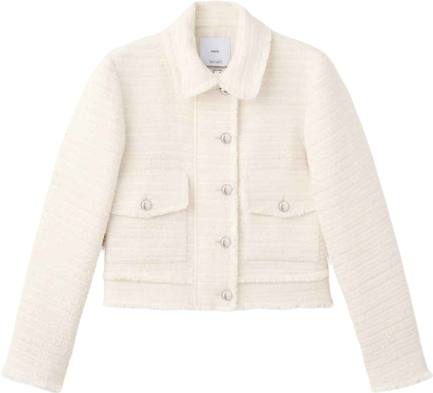 Women's Notched Lapel Collar Tweed Jacket