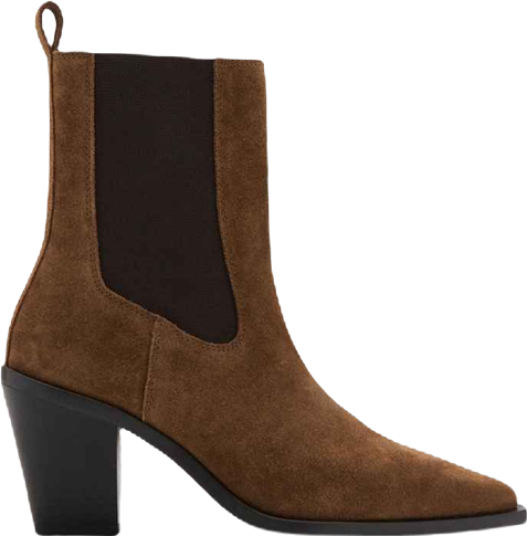 Women's Pointed Toe And Block Heel Suede Ankle Boots
