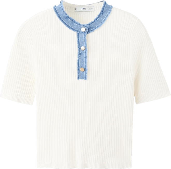 Women's Contrast Collar Button Sweater