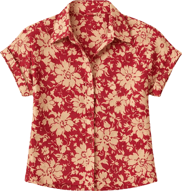 Women's Floral Print Collared Shirt