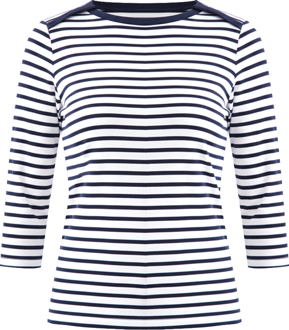 Petite Pima Cotton Striped Boat-Neck 3/4-Sleeve Top, Exclusively at Macy's