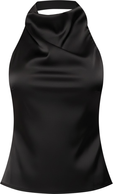 Women's Satin Effect Backless Cowl Neck Top