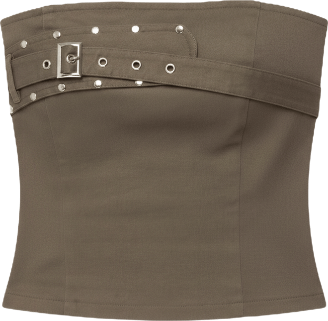 Women's Nadiya Twill Belted Strapless Top