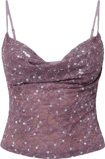 Women's Sequin Layered Bra Cowl Neck Top