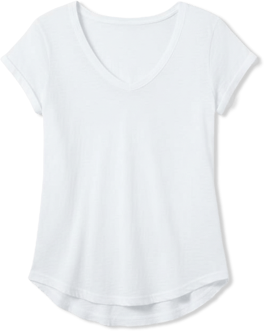 Women's Short Sleeve Shrunken V-Neck Shirttail Tee