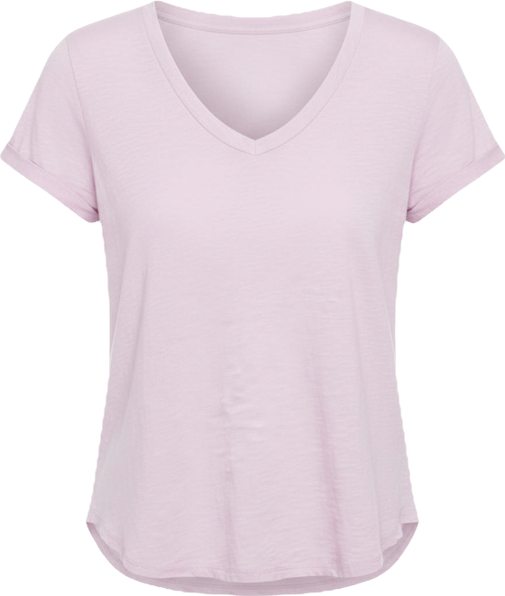 Women's Short Sleeve Shrunken V-Neck Shirttail Tee