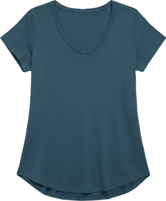 Women's Short Sleeve Shrunken V-Neck Shirttail Tee