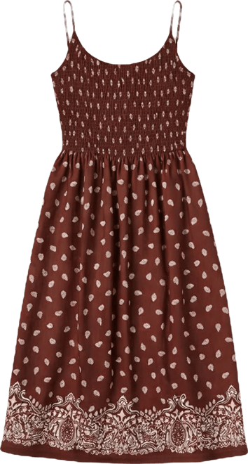 Women's Scoop-Neck Smocked Cotton Midi Dress, Macy's Exclusive