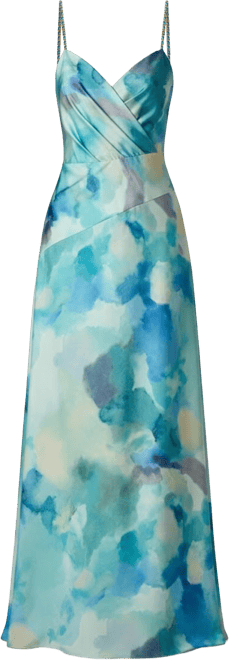 Women's Printed V-Neck Ball Gown