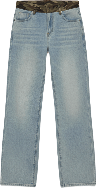 Women's Camo Waist Low Rise Baggy Jeans