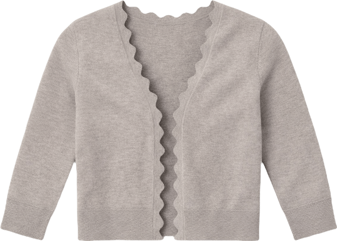 Women's 3/4-Sleeve Scalloped Cropped Cardigan