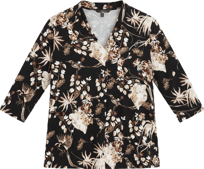 Plus Size Printed 3/4-Sleeve Top, Macy's Exclusive