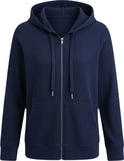 Women's Waffle-Knit Full-Zip Hoodie, Macy's Exclusive