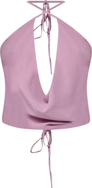 Women's Chiffon Backless Cowl Neck Top