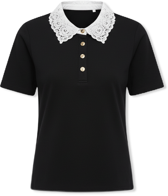 Women's Collared Short-Sleeve Blouse Top