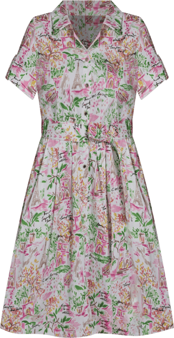 Women's Short-Sleeve Collared Shirt Dress