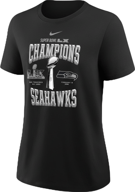 Women's Black Seattle Seahawks Super Bowl Lx Champions Locker Room Trophy Collection T-Shirt