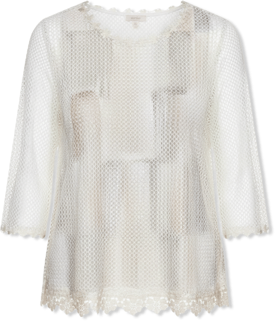 Women's Natural Wonder Neutral Brushstrokes Mesh Top