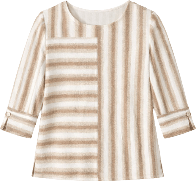 Women's Natural Wonder Spliced Stripe Three Quarter Sleeve Top