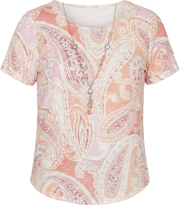 Women's Beachcomber Paisley Short Sleeve T-shirt with Necklace