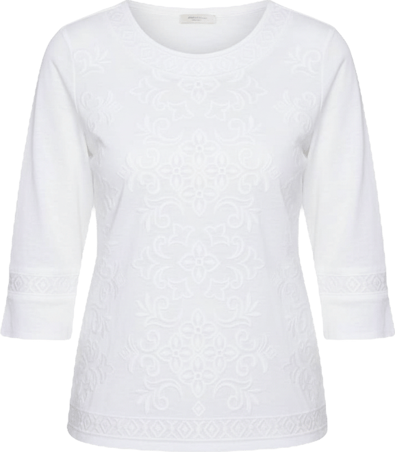 Women's Mykonos White Medallion Embroidered Top
