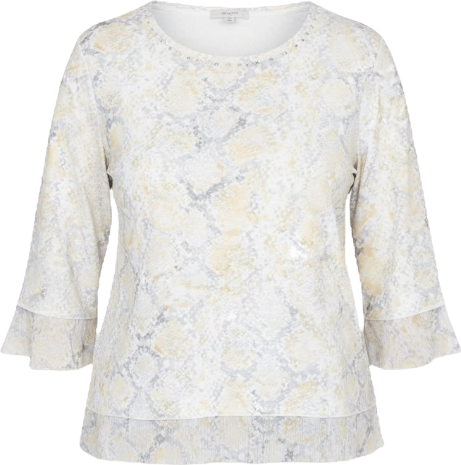 Women's Al Fresco Python Printed Knit Flutter Sleeve Top