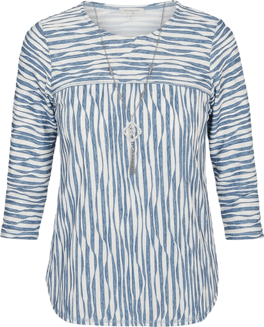 Women's Austin Novelty Spliced Textured Top with Necklace