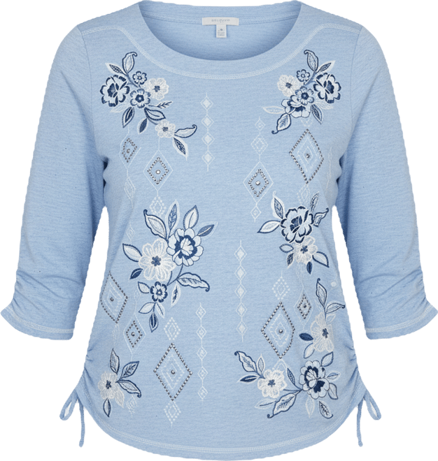 Women's Austin Floral Diamond Embroidered Knit Top