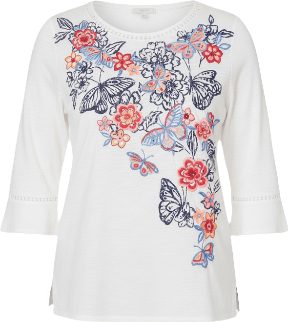 Women's Austin Embroidered Butterfly Crew Neck Knit Top