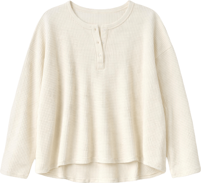 Women's Alisia Oversized Waffle Henley Top