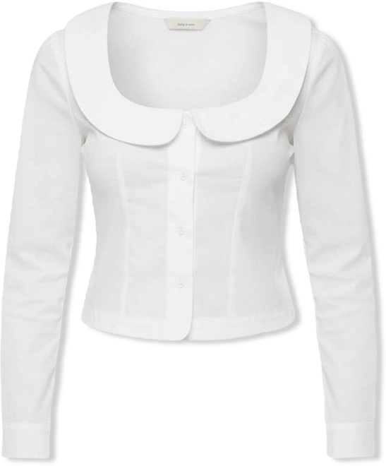 Women's Scoop Neck Tailored Button Up Shirt