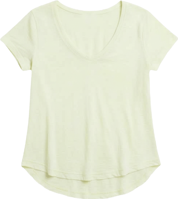Women's Short Sleeve Shrunken V-Neck Shirttail Tee