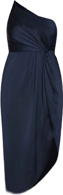 one shoulder blue dress macys Badgley Mischka One-Shoulder Column Gown