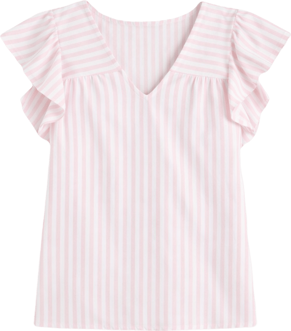 Women's Printed V-Neck Flutter-Sleeve Top, Macy's Exclusive