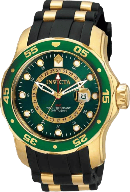 Men's 6994 Pro Diver Quartz Gmt Gold, Green Dial Watch
