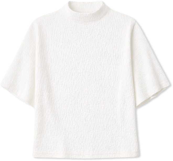 Women's Textured High Neck Wide Sleeve Top