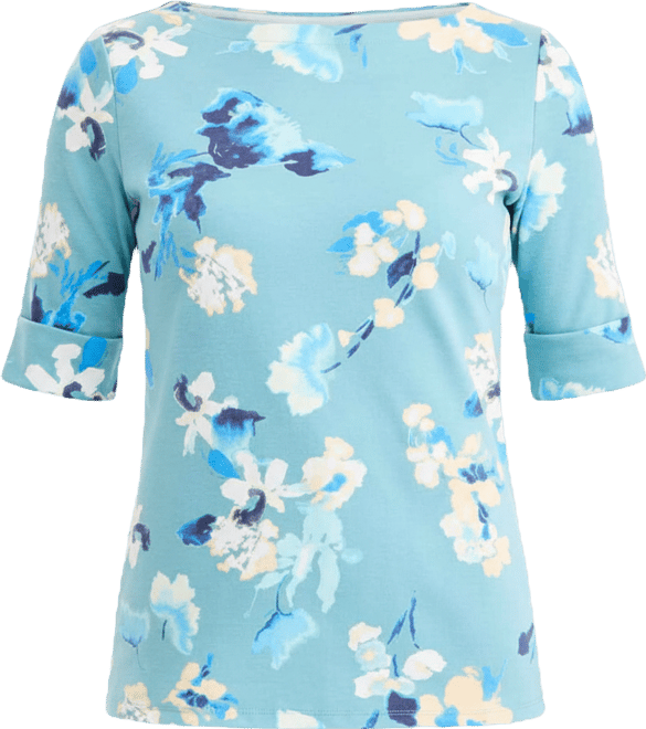 Women's Printed Boat-Neck Elbow Sleeve Top, Exclusively at Macy's
