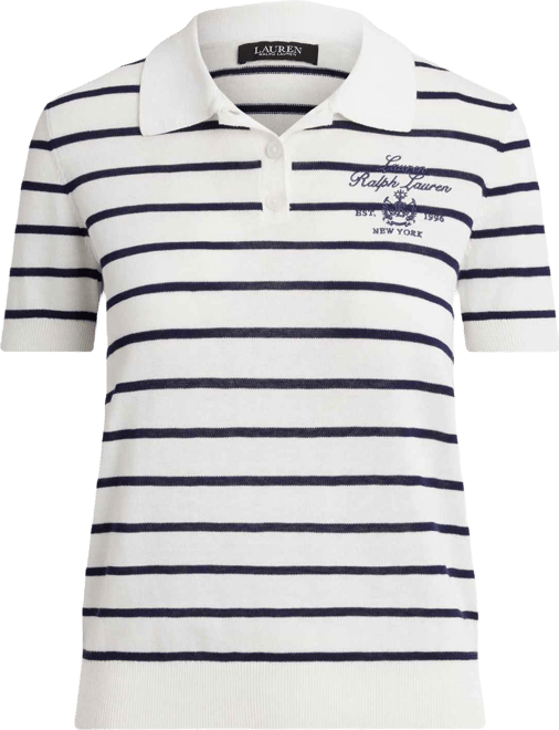 Women's Striped Slim-Fit Polo Sweater