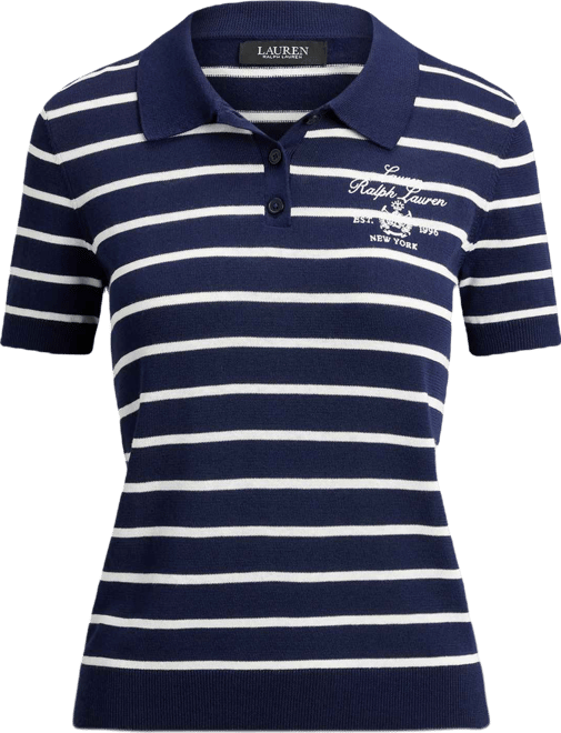 Women's Striped Slim-Fit Polo Sweater
