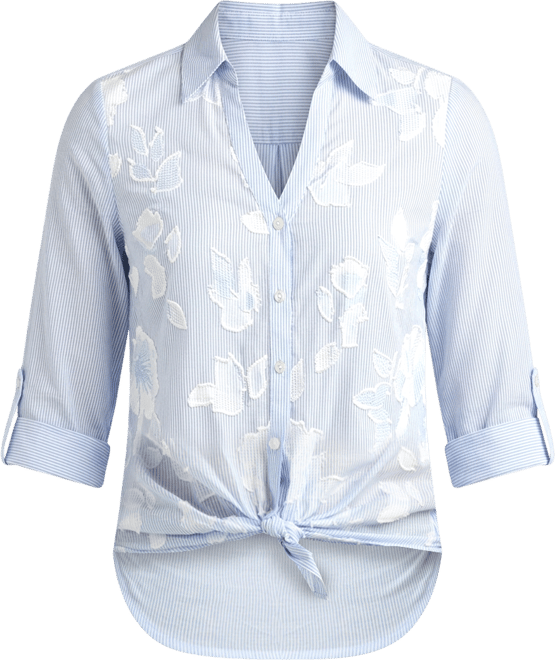 Juniors' Striped Collared Button-Up Shirt