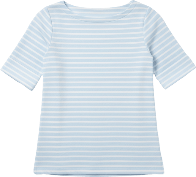 Petite Striped Boat-Neck Elbow-Sleeve Top, Macy's Exclusive