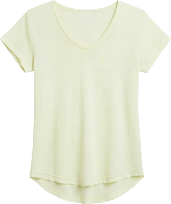 Women's Short Sleeve Shrunken V-Neck Shirttail Tee