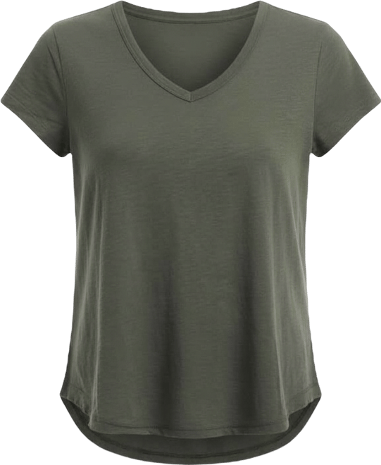 Women's Short Sleeve Shrunken V-Neck Shirttail Tee